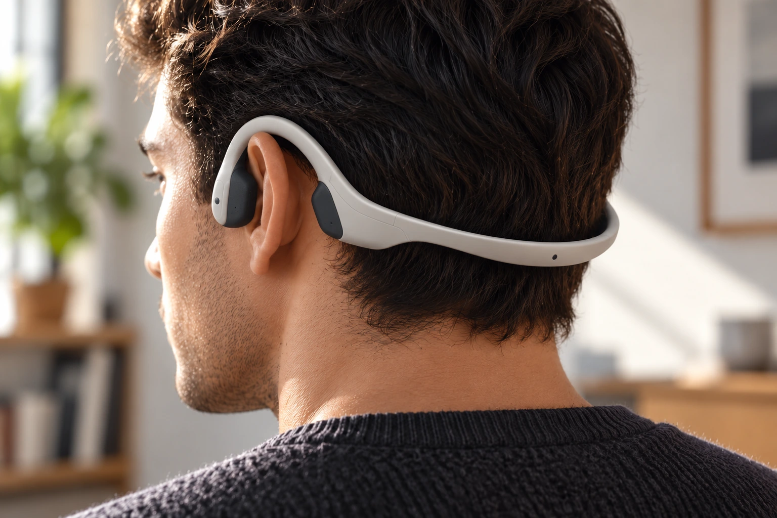 Klara behind-the-head headphones with integrated ToF sensors