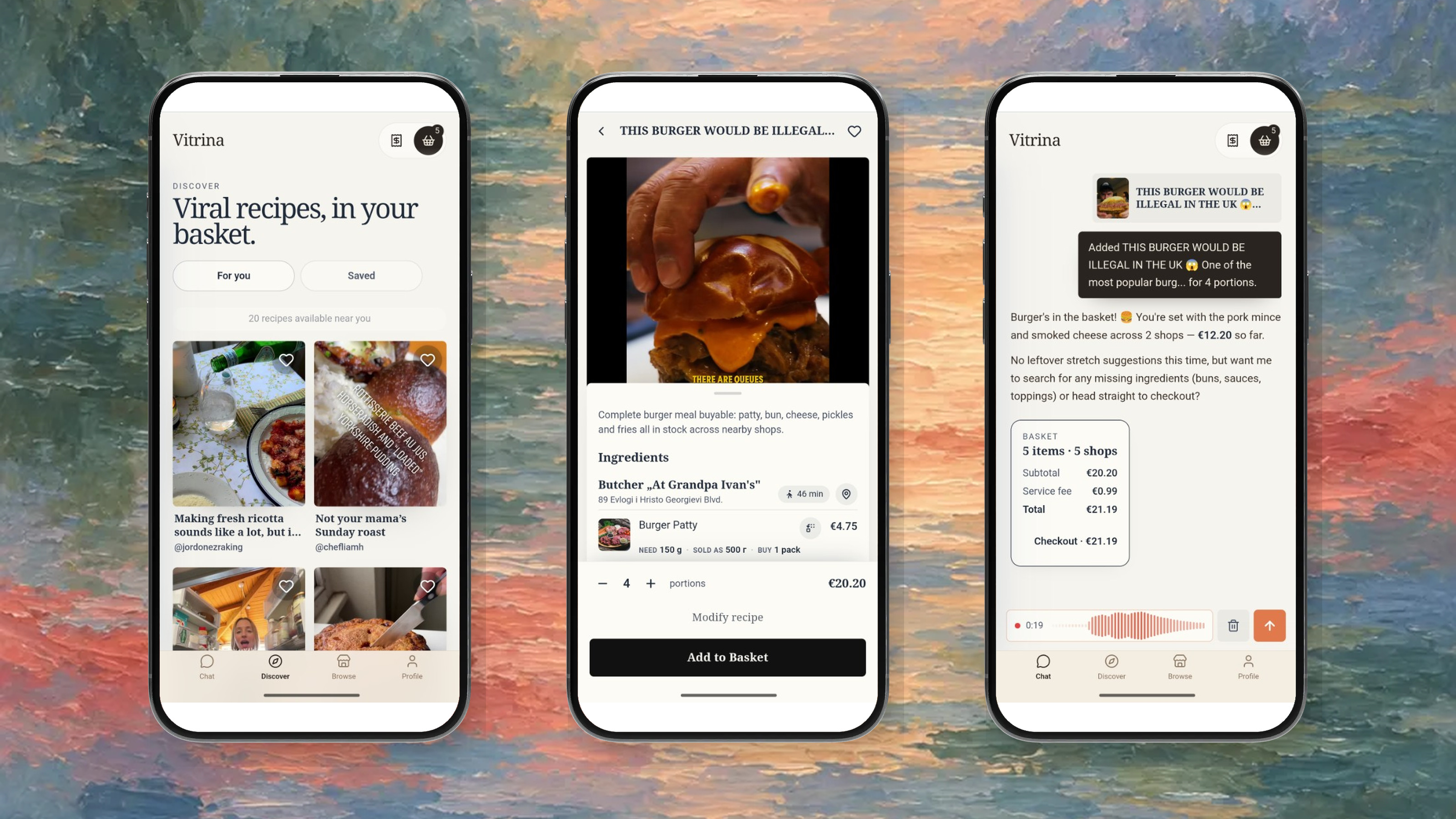 Original Vitrina Local Discover, recipe video and shop basket from the product deck